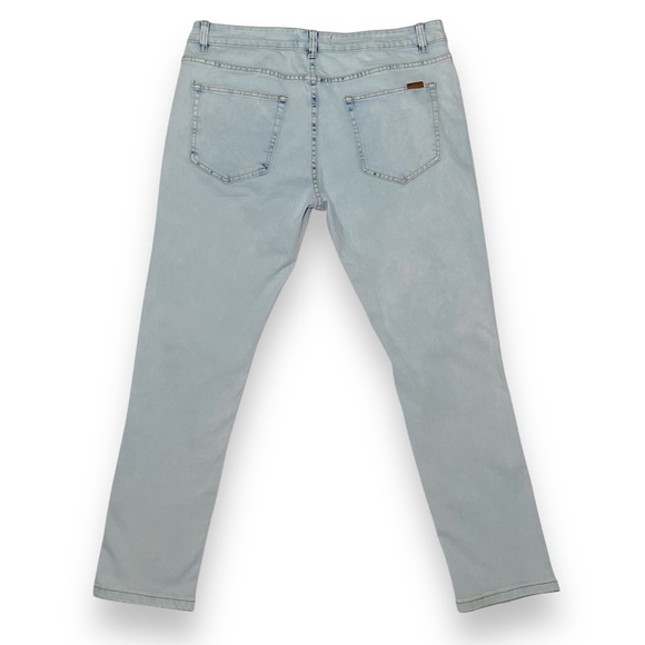 Platform Jeans Mens W36/L30 Slim Stretch Light Acid Wash Blue Denim Ripped Knees - Picture 2 of 9